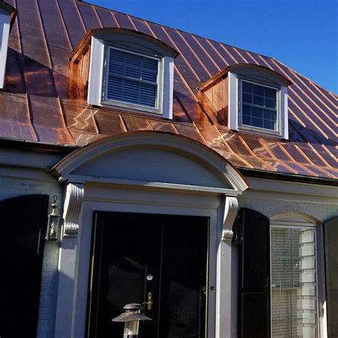 copper metal roof on dark house|red metal roof colors.